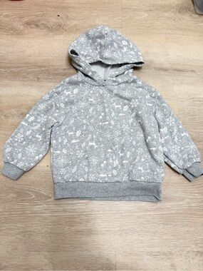 Old Navy Gray Hooded Pullover with White Winter Print